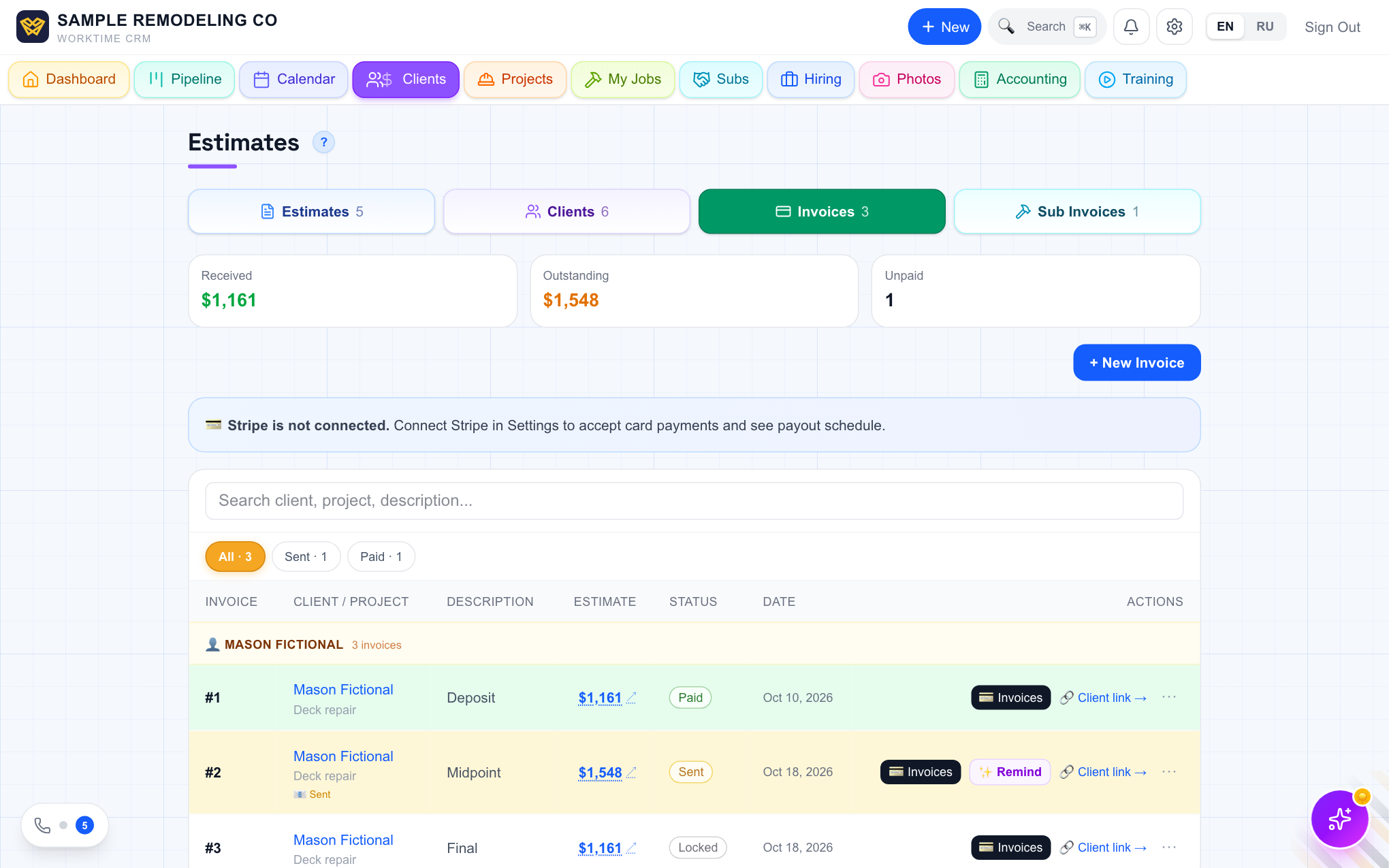 Invoices and payments